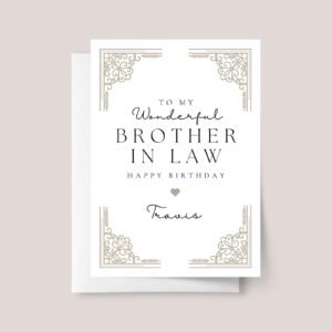 Personalized Birthday Card for Brother/In Law with Gold Accents