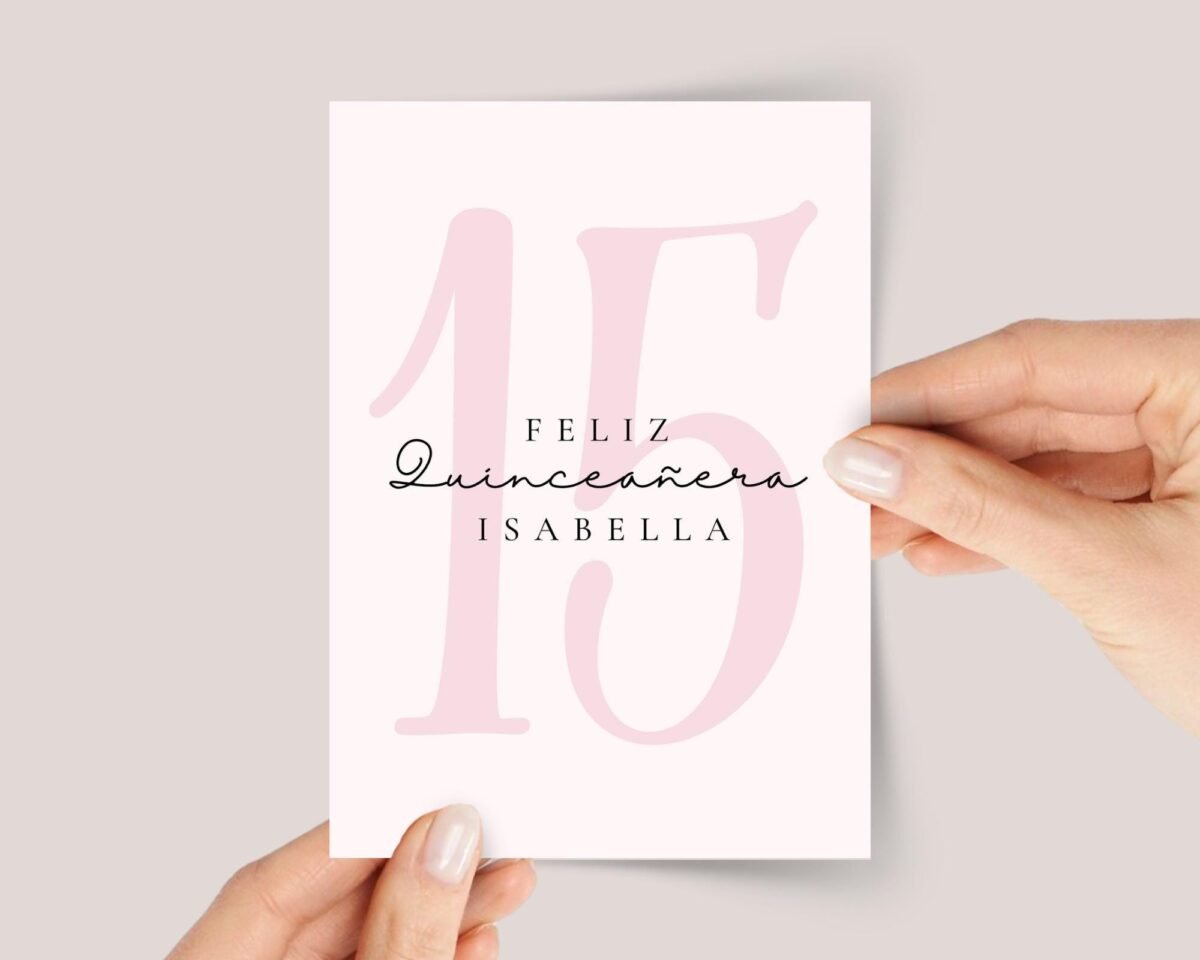 Pink Feliz Quinceañera Card for Girl Turning 15