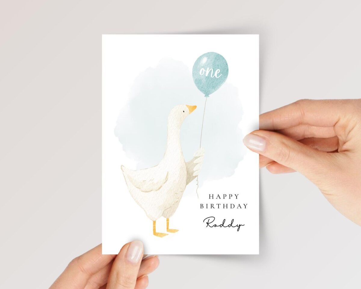 Personalized First Birthday Card for Baby Boy or Girl Turning One |  Mother Goose