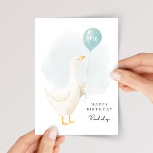 Personalized First Birthday Card for Baby Boy or Girl Turning One |  Mother Goose