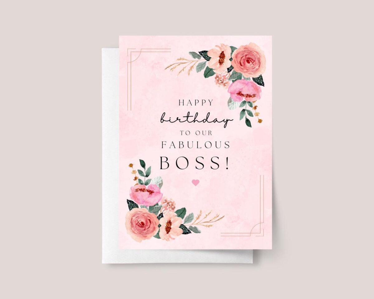 Birthday Card for Boss Lady Pink Flowers