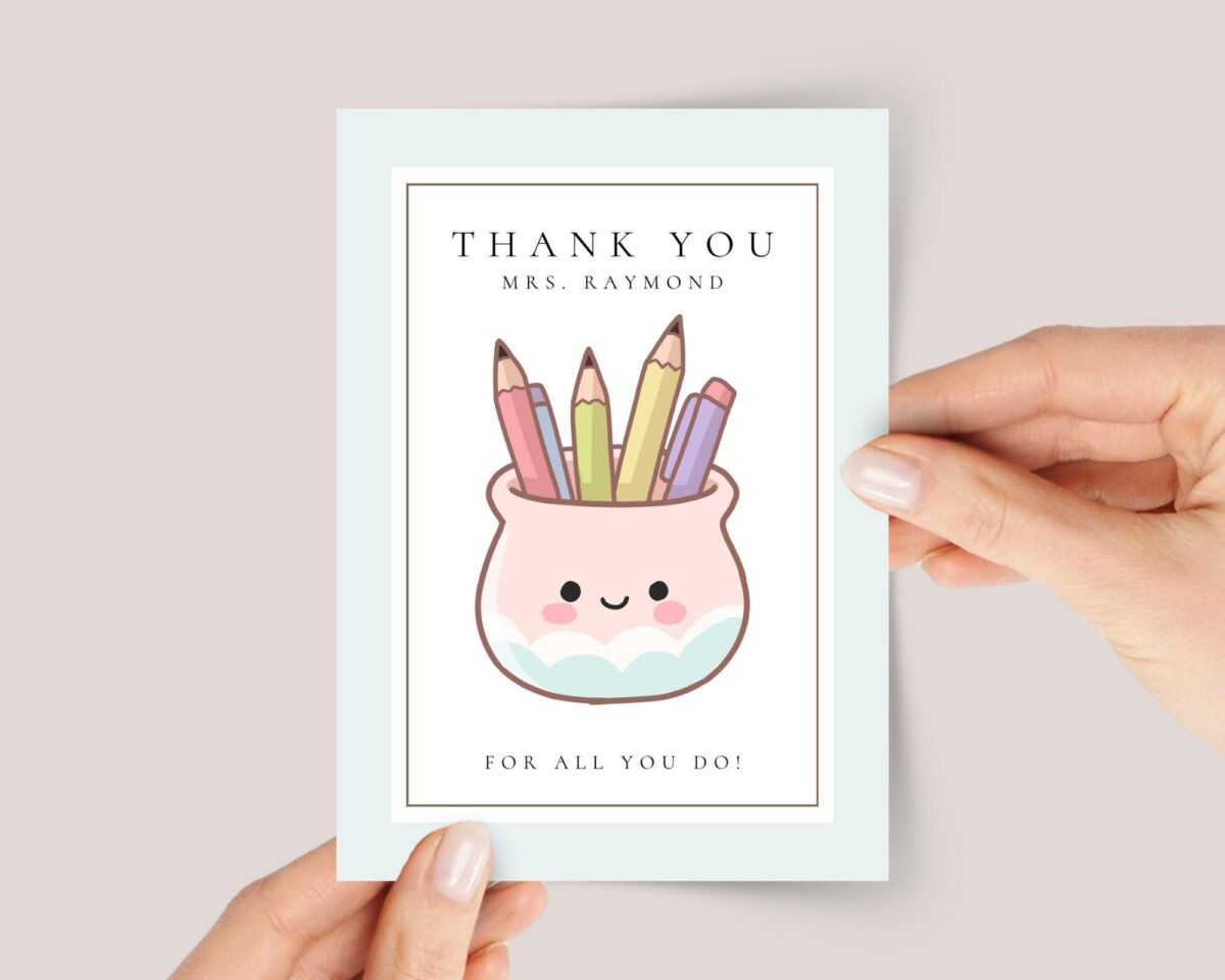 Thank You Card with Pencil Jar for Teacher Appreciation Day - Image 1 Thank You Card with Pencil Jar for Teacher Appreciation Day