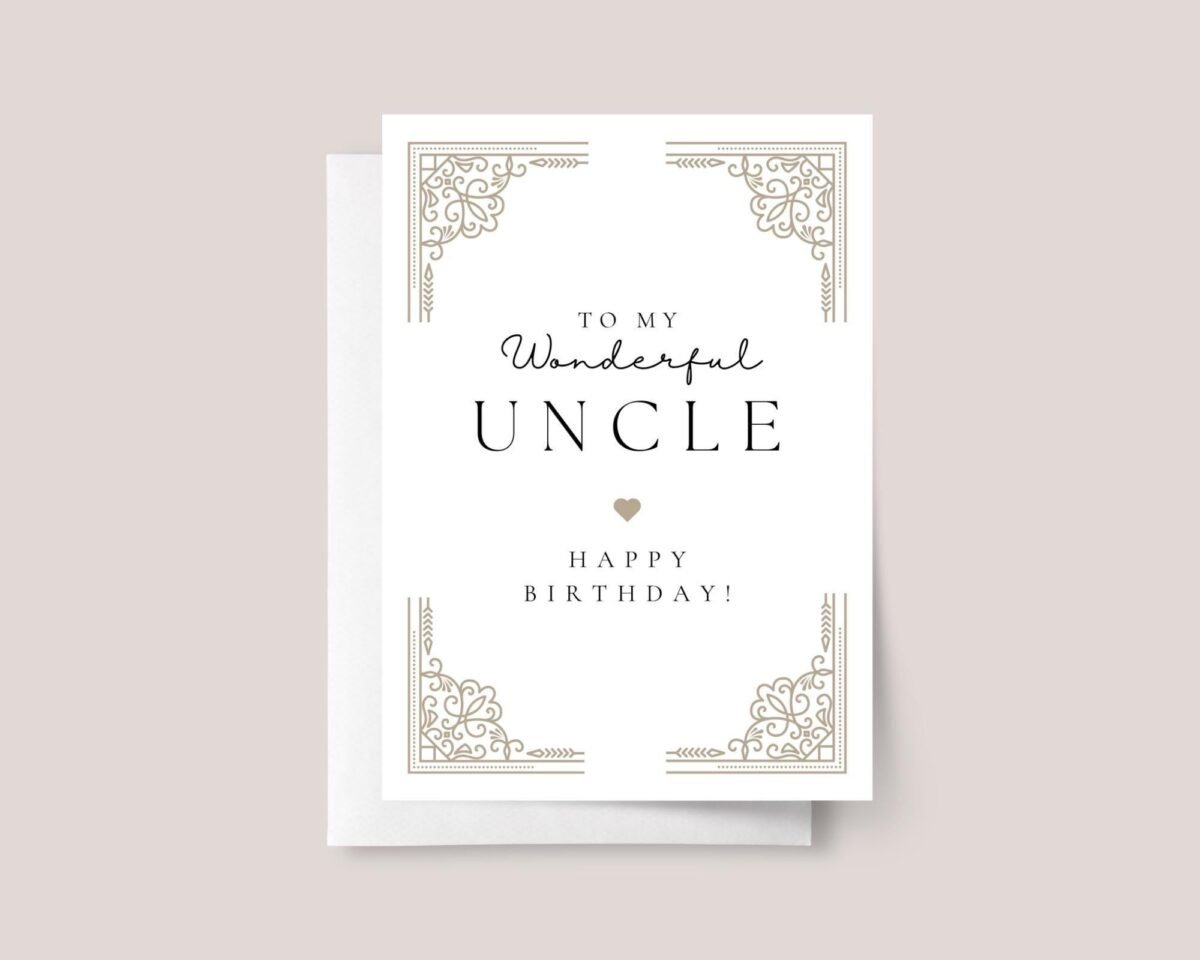 Personalized Birthday Card for Uncle with Gold Accents