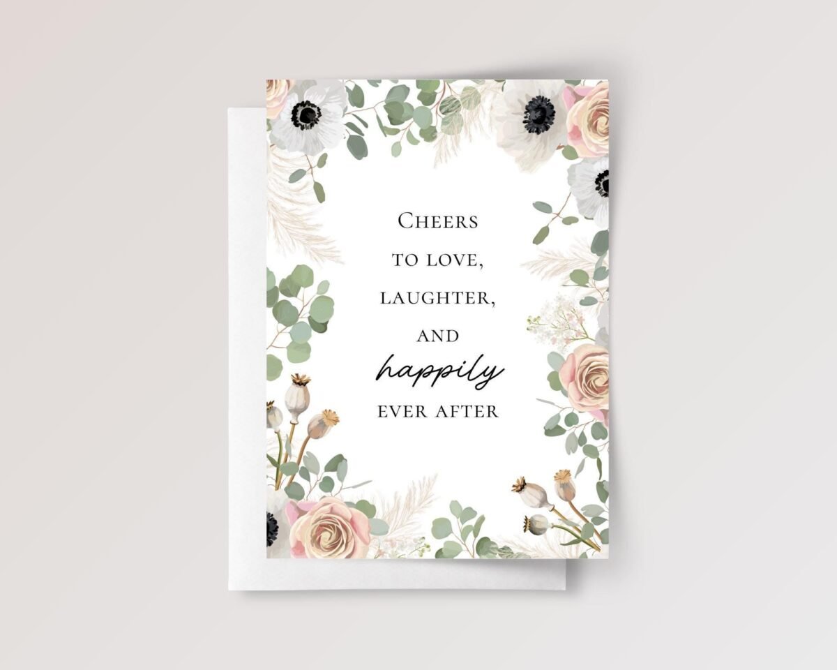 Floral Wedding Card for Couple, Son/Daughter in Law | Happily Ever After Floral Wedding Card for Couple, Son/Daughter in Law | Happily Ever After