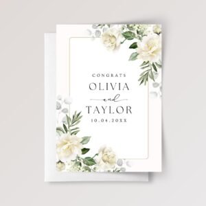 Custom Wedding Card for Couple, Son/Daughter in Law with White Roses