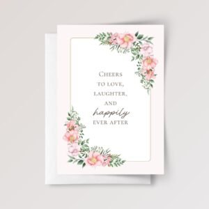 Pink Floral Wedding Card for Couple, Son/Daughter in Law | Happily Ever After