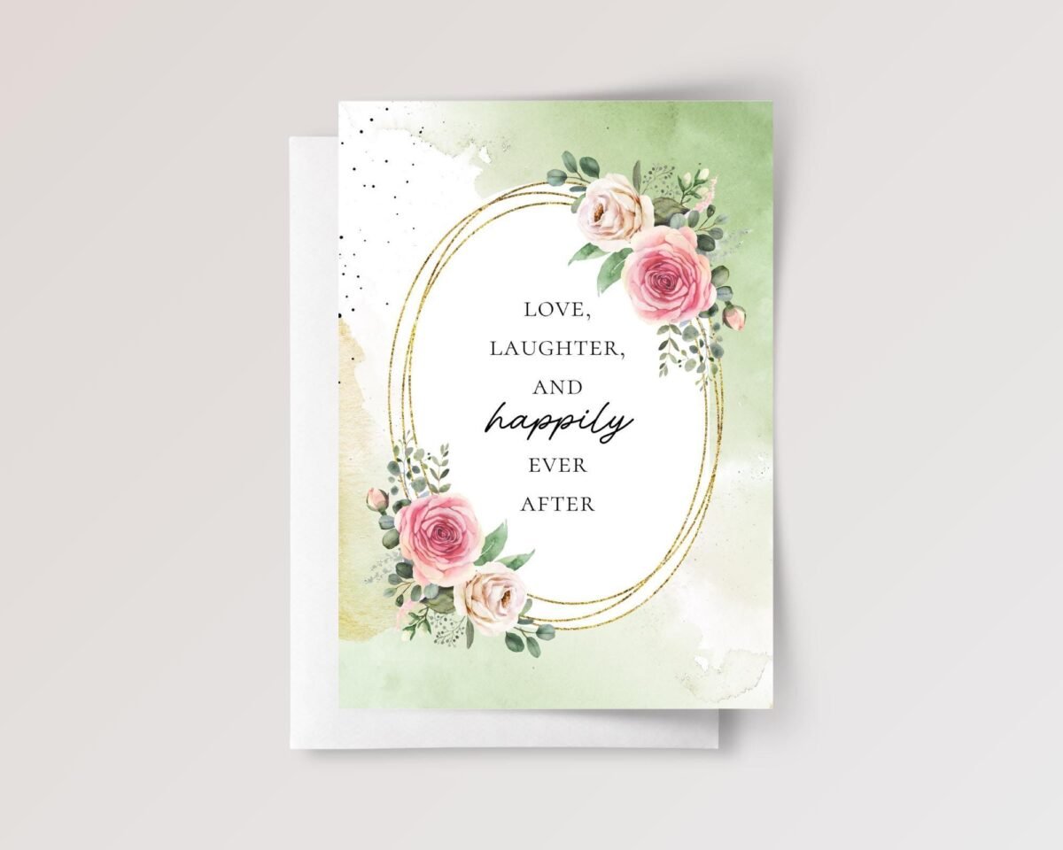 Floral Wedding Card for Couple, Son/Daughter in Law | Happily Ever After Floral Wedding Card for Couple, Son/Daughter in Law | Happily Ever After