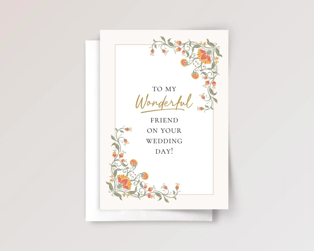 Wedding Card for Friend with Orange Flowers