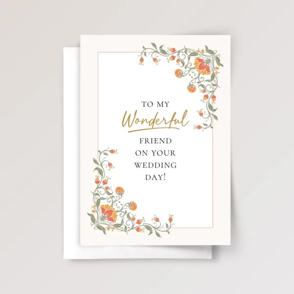 Wedding Card for Friend with Orange Flowers