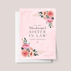 Personalized Birthday Card for Sister in Law With Pink Flowers - Image 2 Personalized Birthday Card for Sister in Law With Pink Flowers