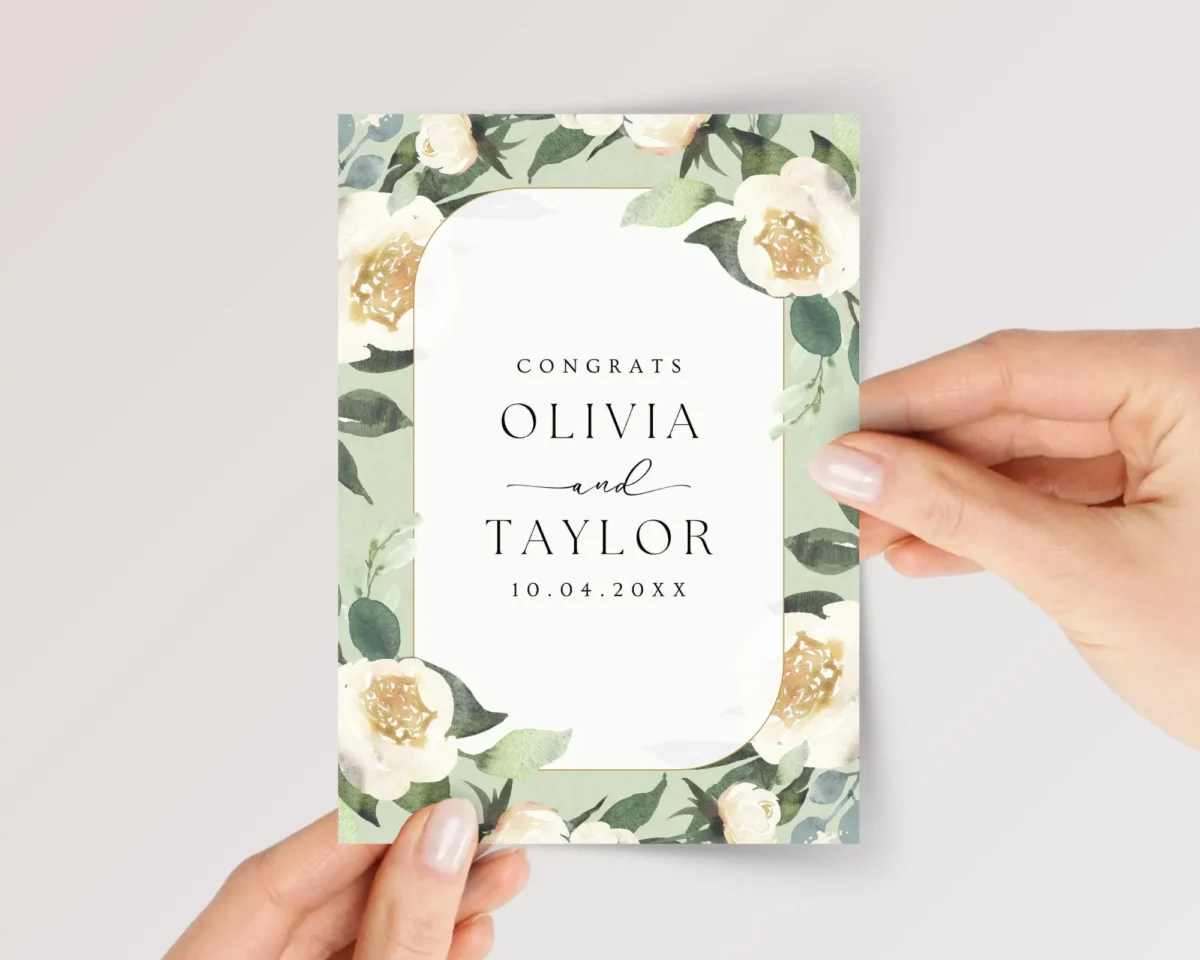 Custom Floral Wedding Card for Son and Daughter in Law with White Roses