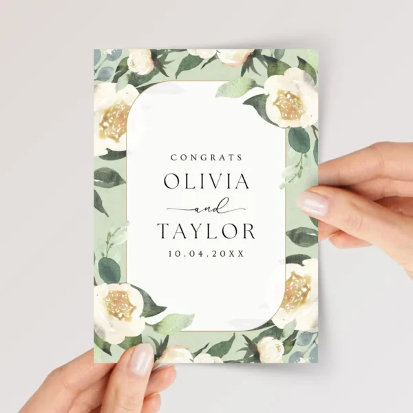 Custom Floral Wedding Card for Son and Daughter in Law with White Roses