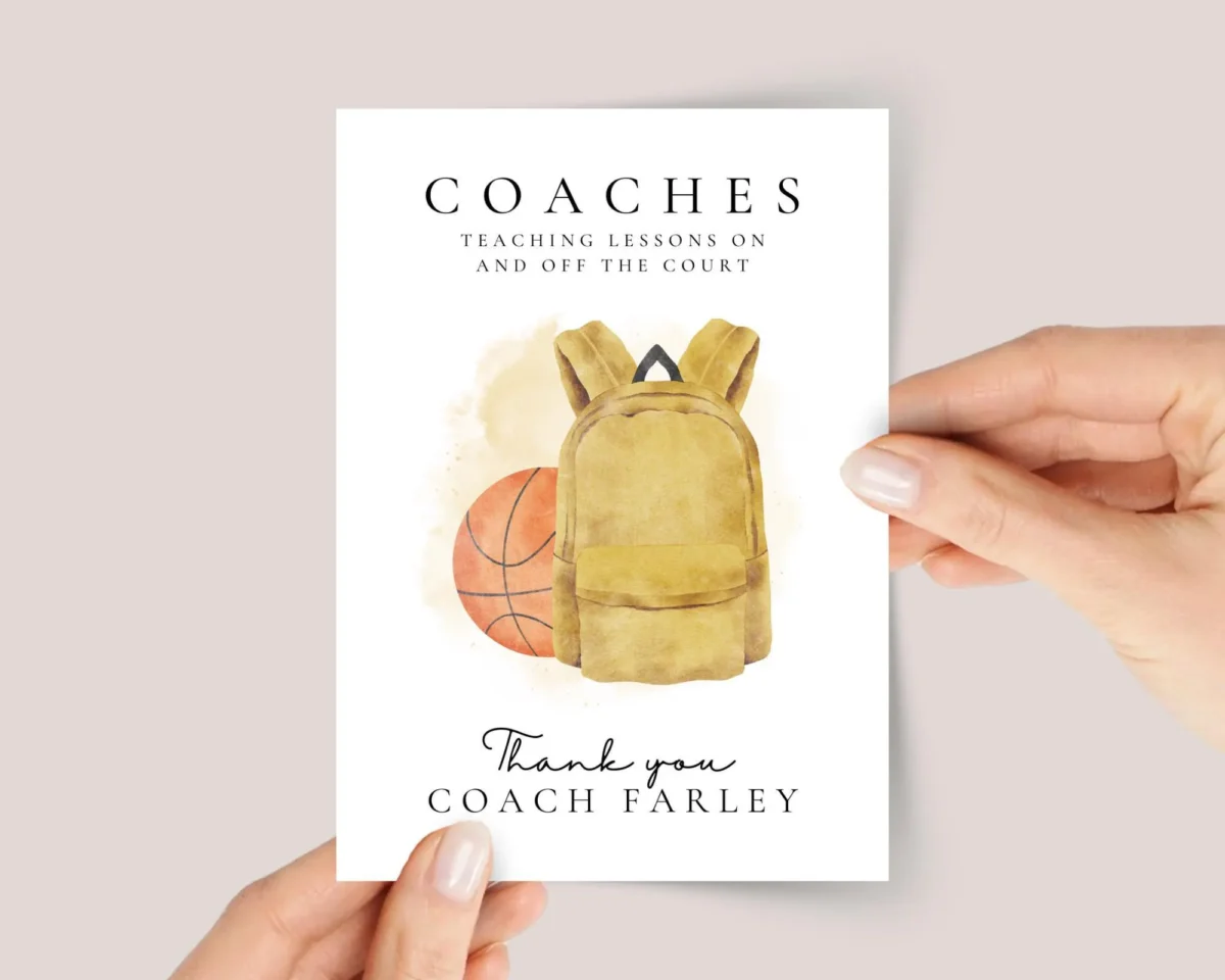 Personalized Thank You Card for Basketball Coach