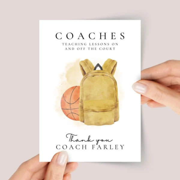 Personalized Thank You Card for Basketball Coach