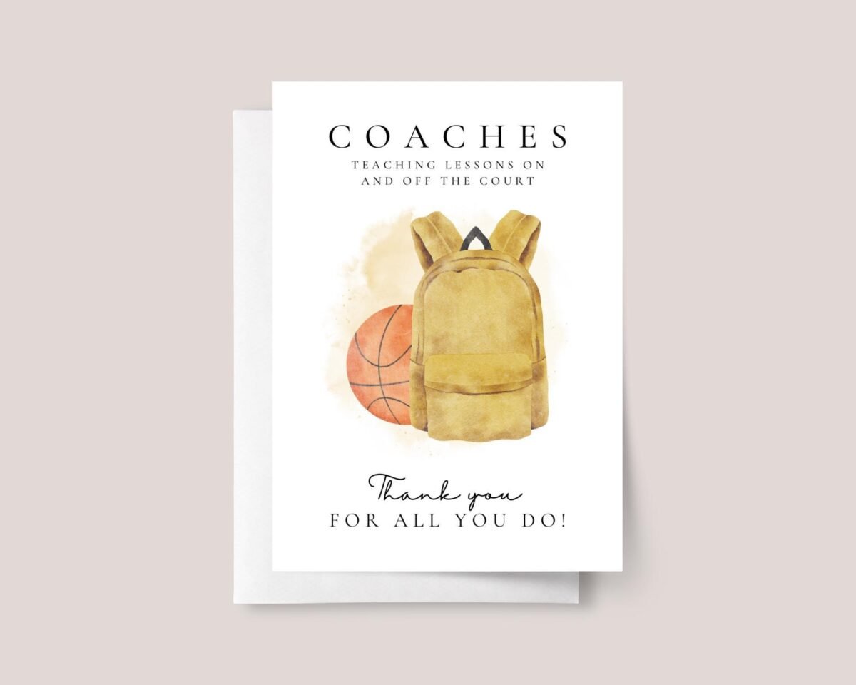 Personalized Thank You Card for Basketball Coach Personalized Thank You Card for Basketball Coach