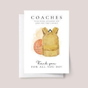 Personalized Thank You Card for Basketball Coach Personalized Thank You Card for Basketball Coach