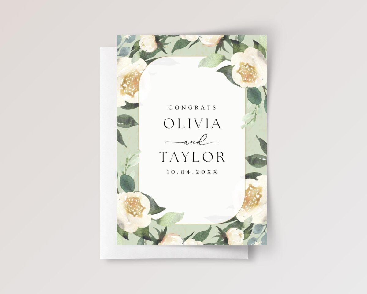 Custom Floral Wedding Card for Son and Daughter in Law with White Roses
