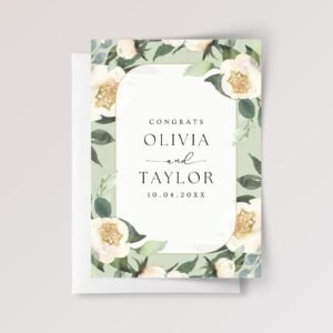 Custom Floral Wedding Card for Son and Daughter in Law with White Roses