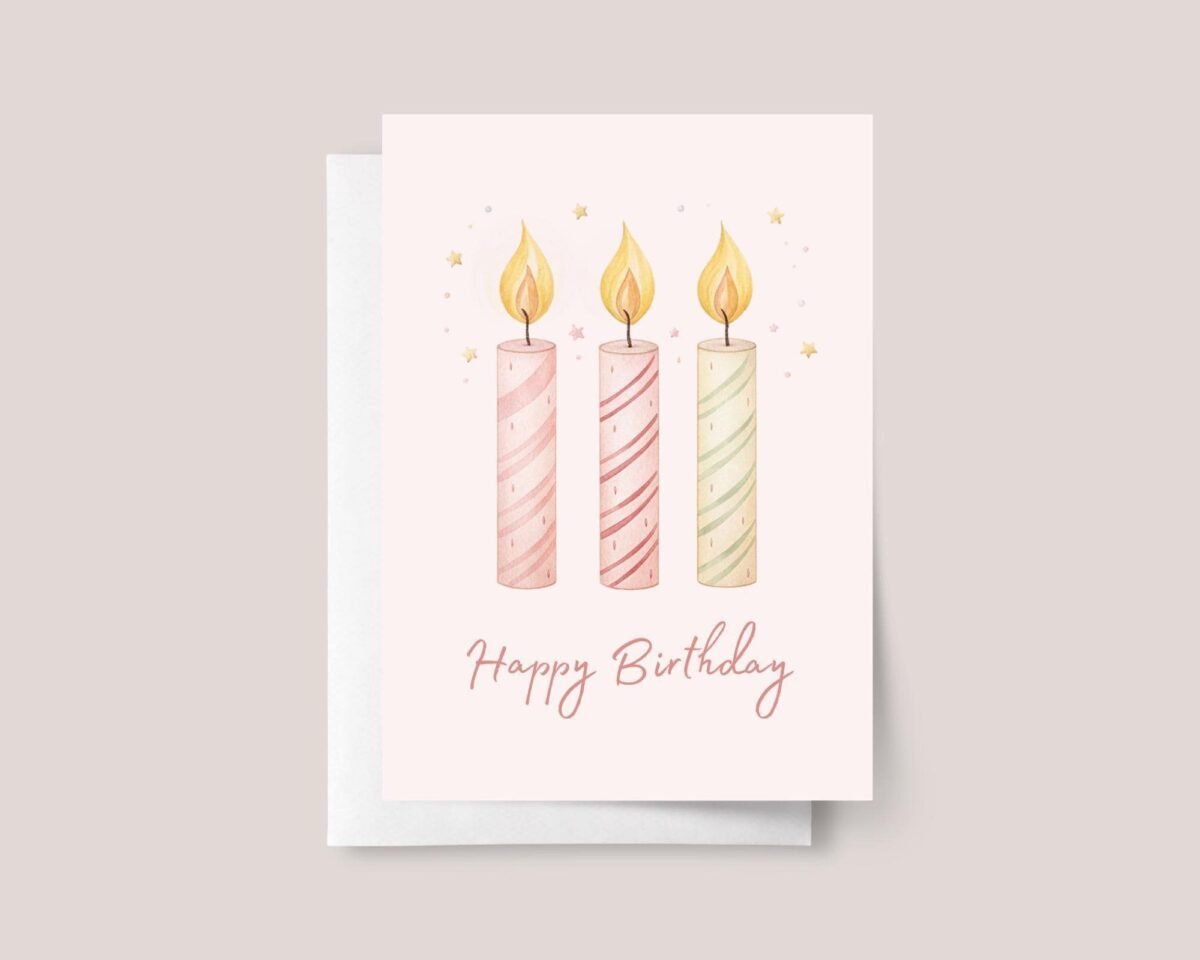 Personalized 3rd Birthday Card for Daughter/Granddaughter with Three Candles