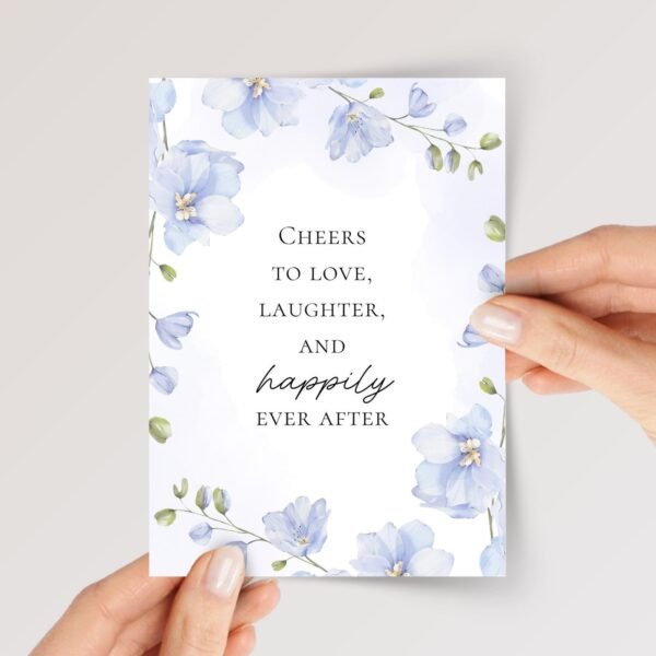 Blue Floral Wedding Card for Couple, Son/Daughter in Law | Happily Ever After