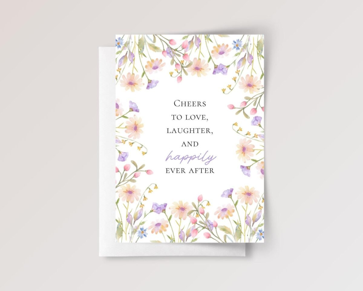 Pastel Floral Wedding Card for Couple, Son and Daughter in Law | Happily Ever After