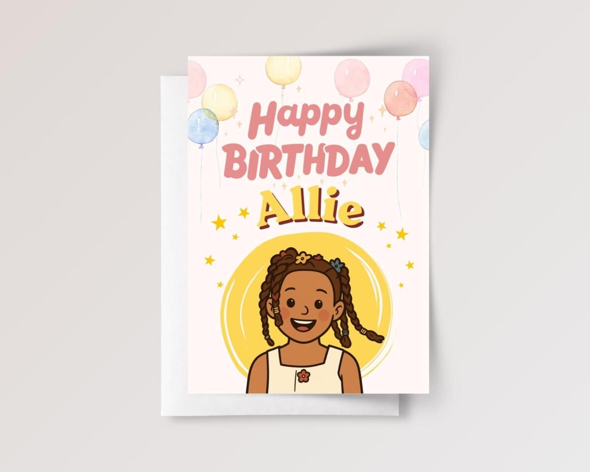 Cartoon Photo Birthday Card For Daughter/Granddaughter, Personalized Gift for Kids