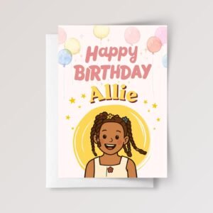 Cartoon Photo Birthday Card For Daughter/Granddaughter, Personalized Gift for Kids