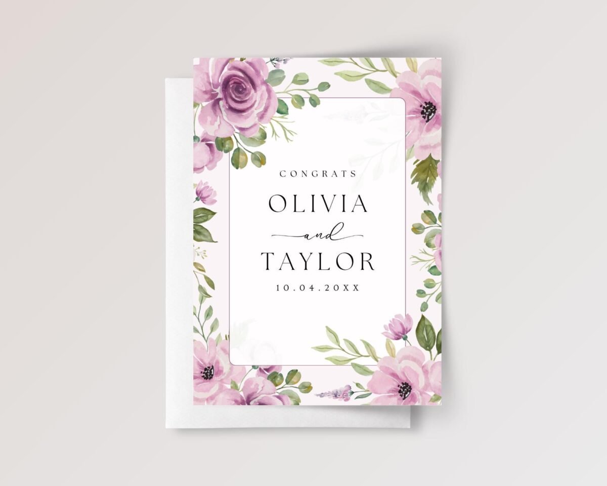 Custom Floral Wedding Card for Couple, Son/Daughter in Law Personalized Floral Wedding Card for Couple, Son/Daughter in Law