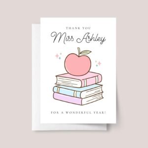 Personalized Thank You Card for Elementary Teacher | Apple and Books