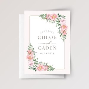 Custom Wedding Card for Son and Daughter in Law with Pink Blush Flowers