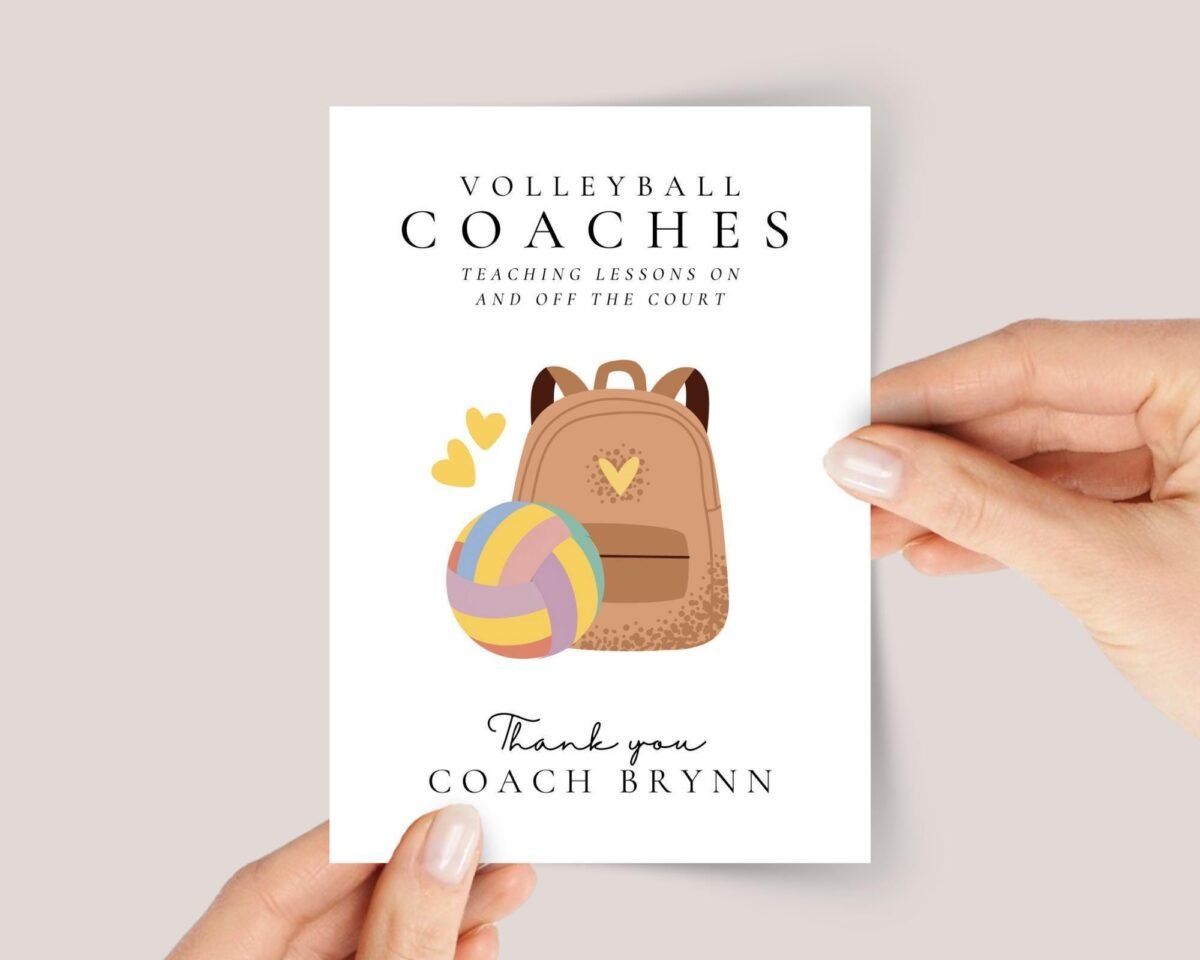 Personalized Thank You Card for Volleyball Coach - Image 1 Personalized Thank You Card for Volleyball Coach