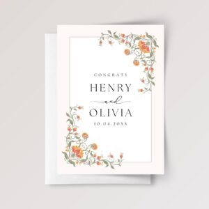 Personalized Wedding Card for Couple, Son/Daughter in Law | Orange Florals