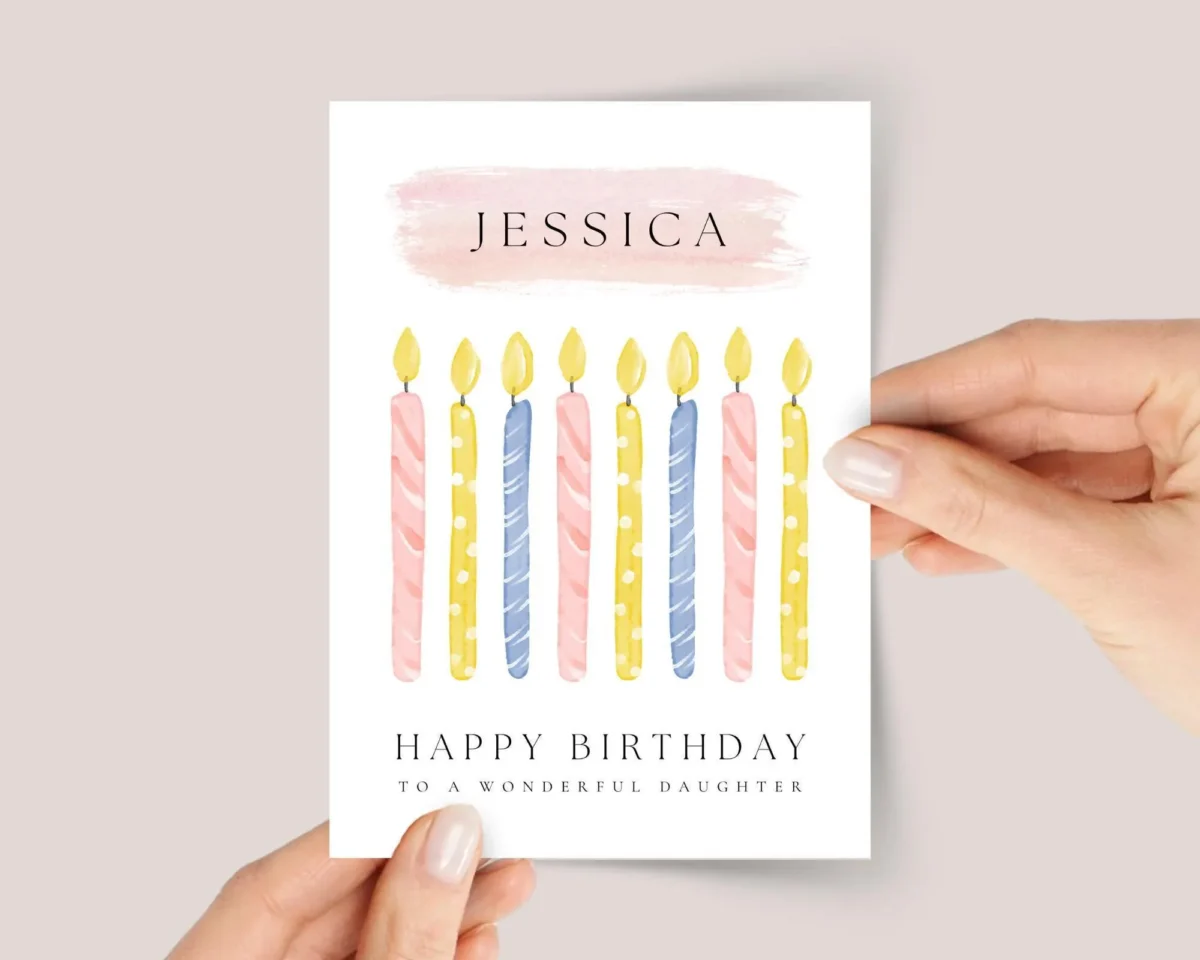 Personalized 8th Birthday Card for Girl, Daughter Turning 8