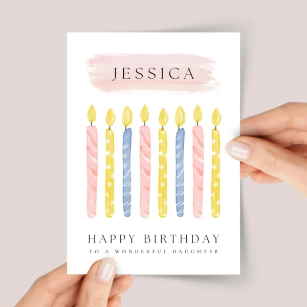 Personalized 8th Birthday Card for Girl, Daughter Turning 8