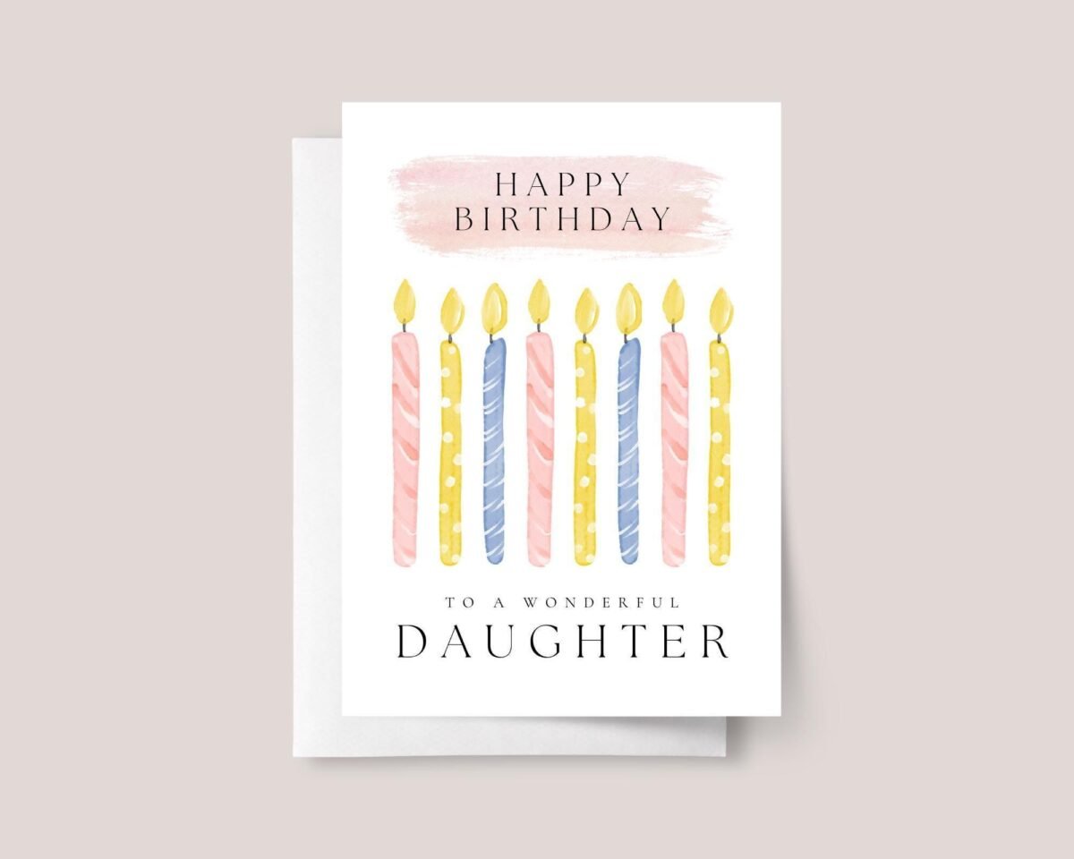 Personalized 8th Birthday Card for Girl, Daughter Turning 8