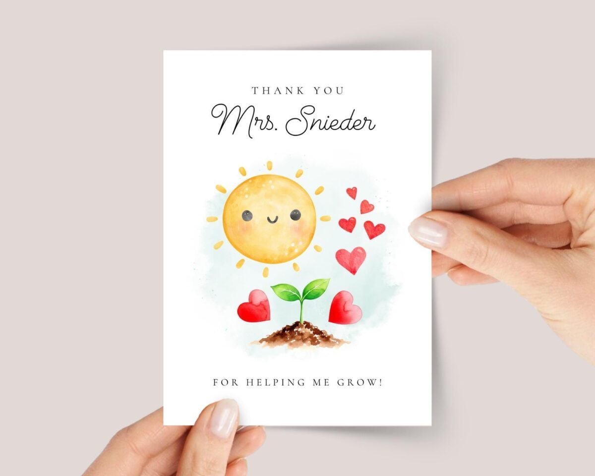 Personalized Thank You Card for Teacher | Sun and Seedling