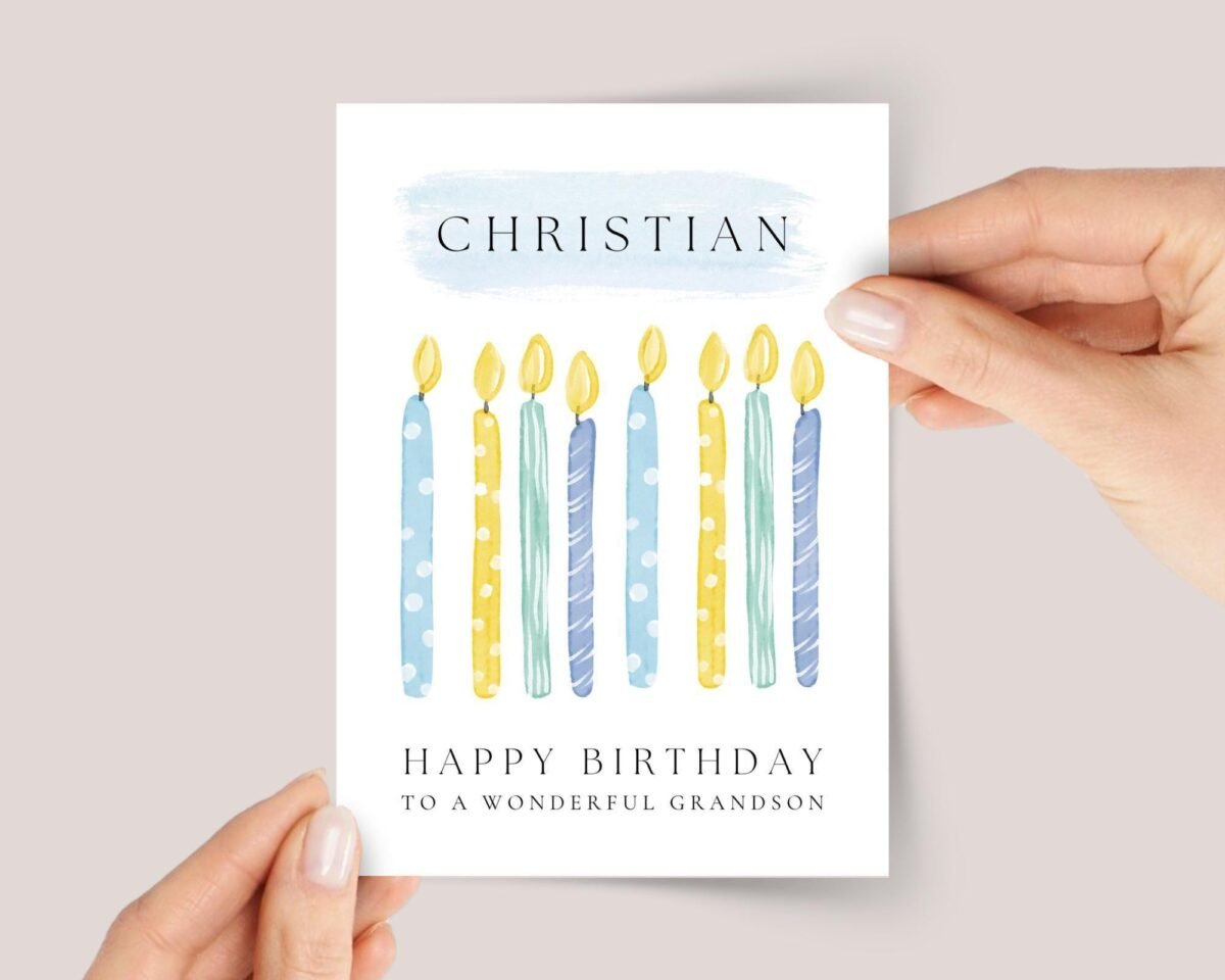 Personalized 8th Birthday Card for Boy, Grandson/Son Turning 8