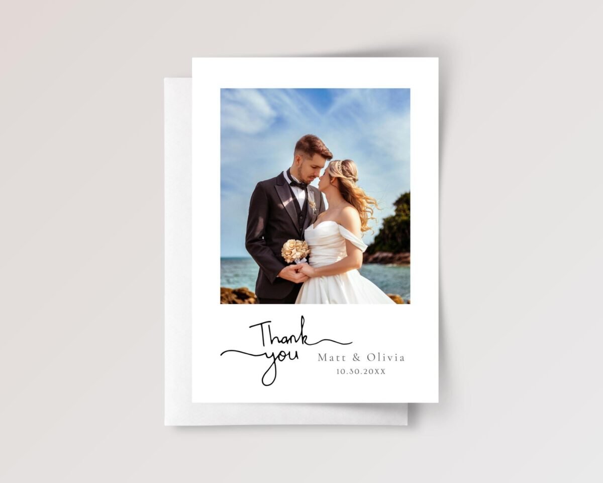 Custom Wedding Photo Thank You Cards with Envelopes
