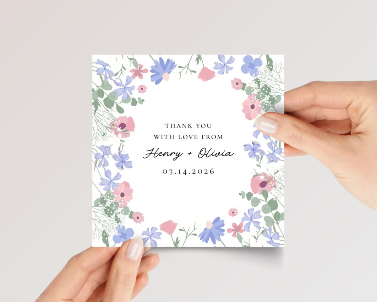 Custom Wedding Thank You Card from Bride and Groom with Date