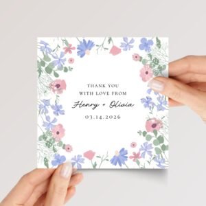 Custom Wedding Thank You Card from Bride and Groom with Date - Image 1 Custom Wedding Thank You Card from Bride and Groom with Date