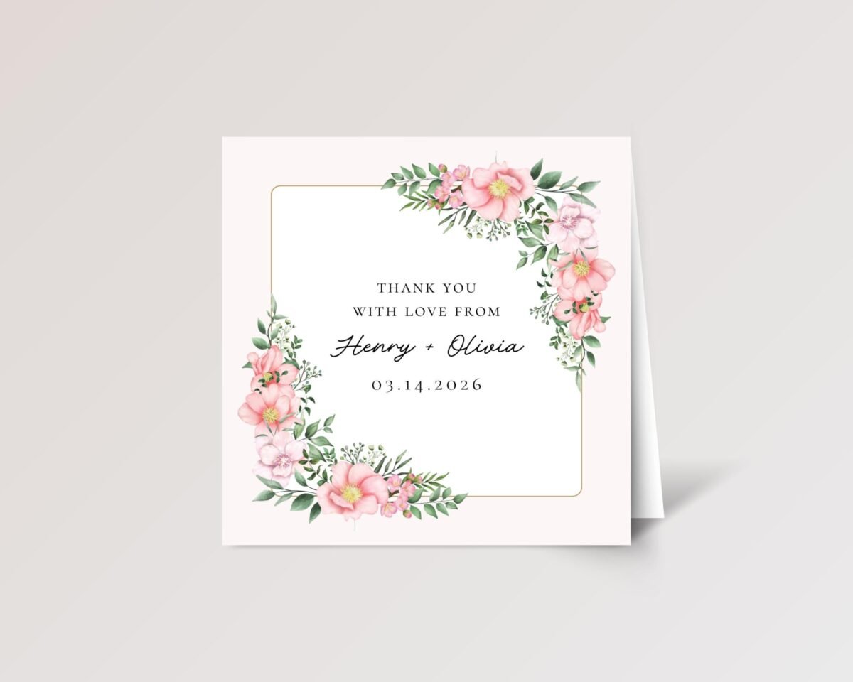 Custom Wedding Thank You Card from Bride and Groom with Date