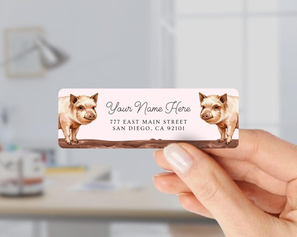 Return Address Labels with Farm Animals/Pigs