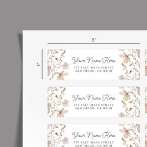 Return Address Labels with Dried Flowers for Fall Weddings