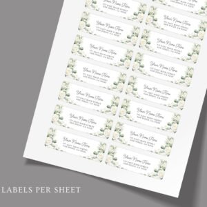 Return Address Labels with White Roses for Weddings and Invitations