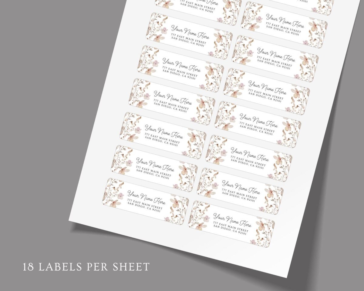 Return Address Labels with Dried Flowers for Fall Weddings