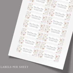 Return Address Labels with Dried Flowers for Fall Weddings