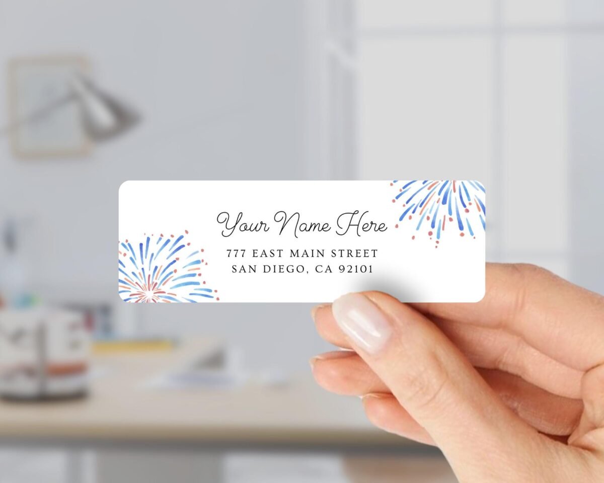 Return Address Labels with Fireworks for 4th of July