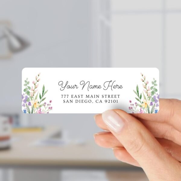 Return Address Labels with Wildfowers for Weddings and Invitations