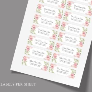 Return Address Labels with Pink Flowers for Weddings and Invitations