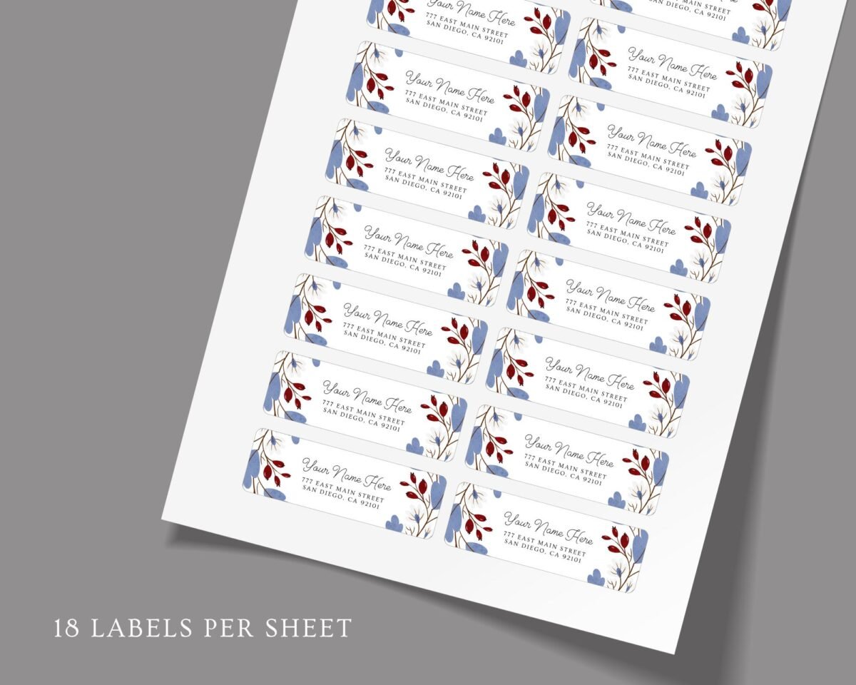 Return Address Labels with Fall Leaves and Berries